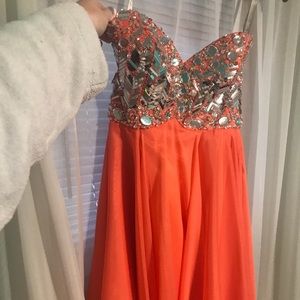 Strapless Peach Short Dress